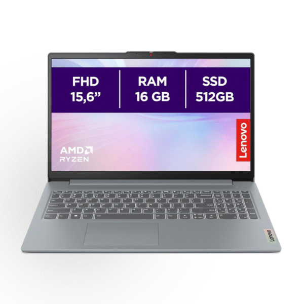 IdeaPad Slim 3 Gen 8 – Ordenador Portátil 15.6" FHD AMD Ryzen 5 5625U, 16 GB RAM, 512 GB SSD, Gráficos AMD Radeon Integrados, Wi-Fi 6, Sin Sistema Operativo Teclado QWERTY Español - Gris